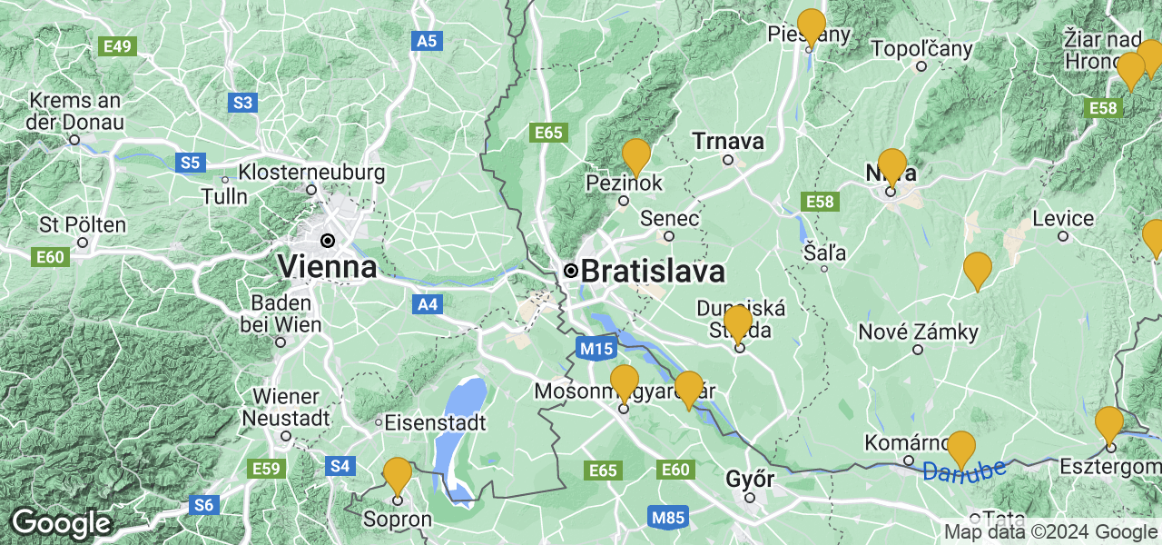 Mapa Bratysława Miasto